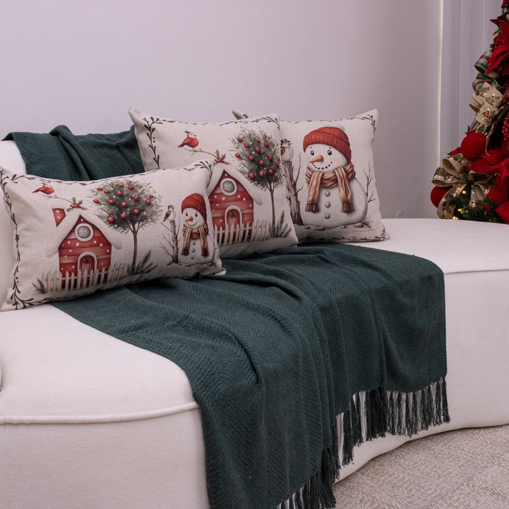 Kit com 3 Capas Almofadas em Linho Natal - Vila Nevada