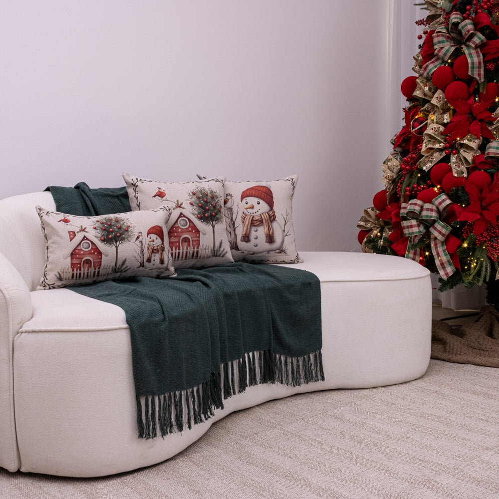 Kit com 3 Capas Almofadas em Linho Natal - Vila Nevada