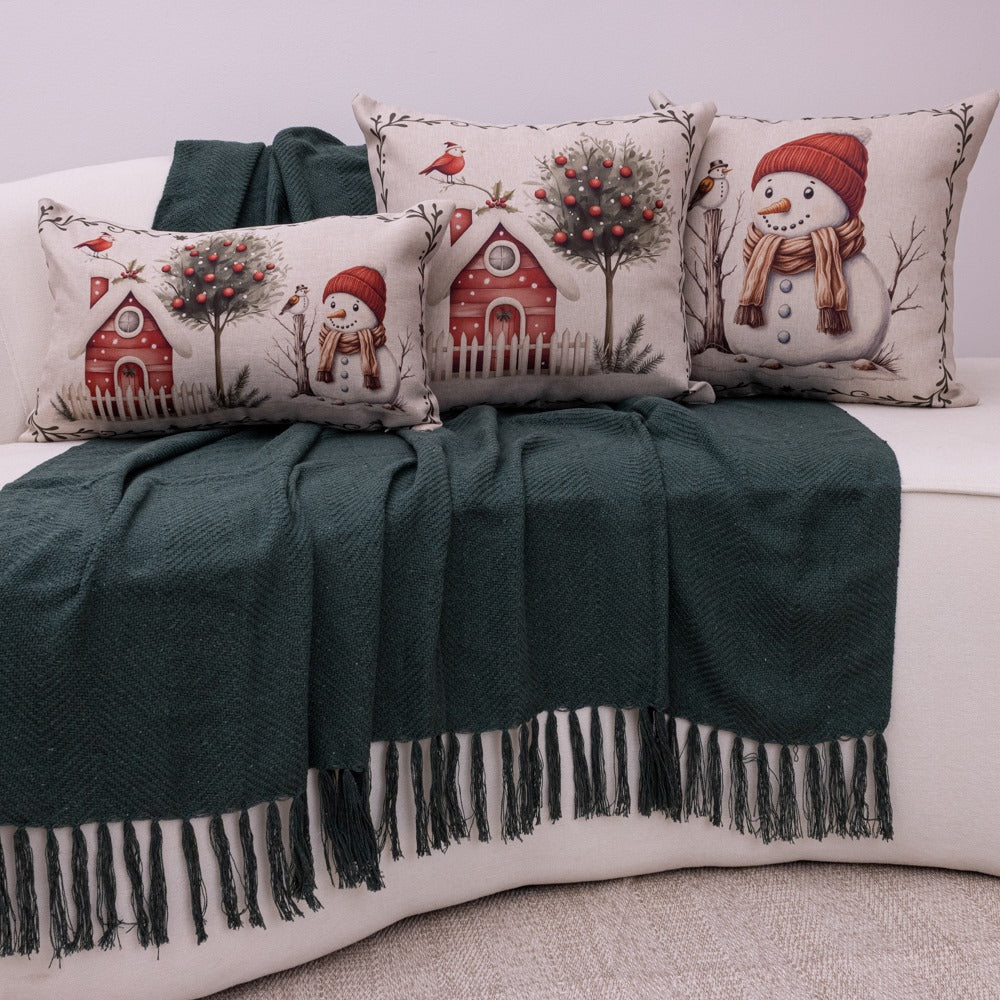 Kit com 3 Capas Almofadas em Linho Natal - Vila Nevada
