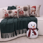 Kit com 3 Capas Almofadas em Linho Natal - Vila Nevada