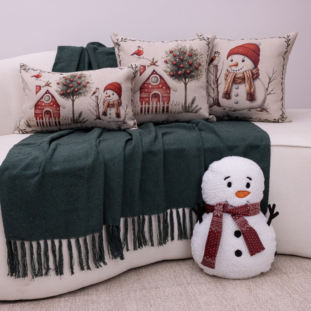 Kit com 3 Capas Almofadas em Linho Natal - Vila Nevada