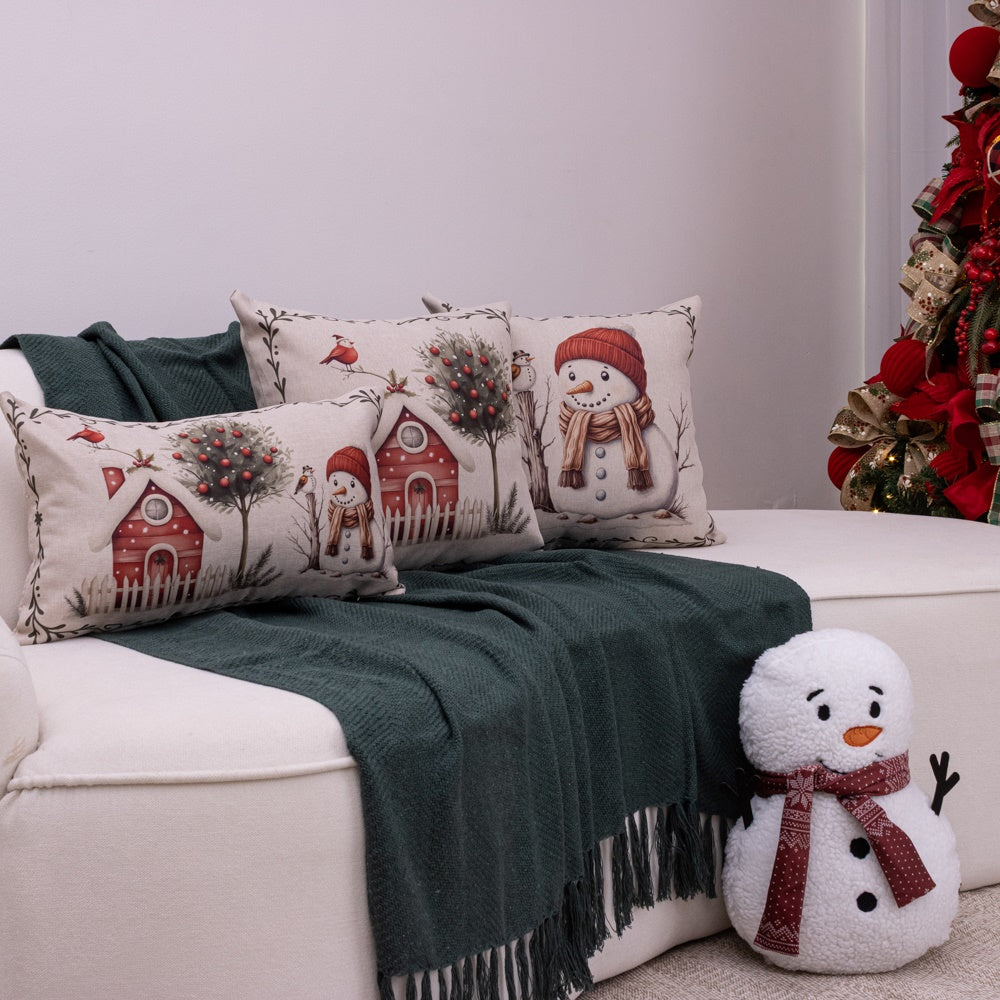 Kit com 3 Capas Almofadas em Linho Natal - Vila Nevada