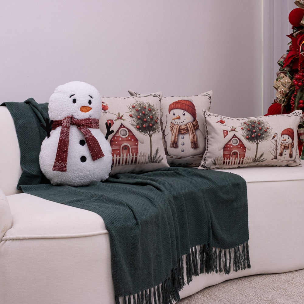 Kit com 3 Capas Almofadas em Linho Natal - Vila Nevada