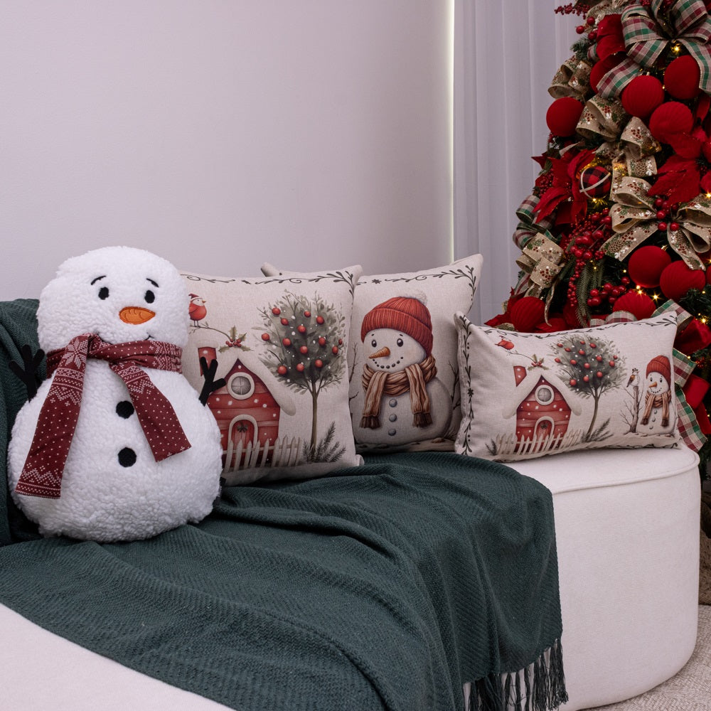 Kit com 3 Capas Almofadas em Linho Natal - Vila Nevada