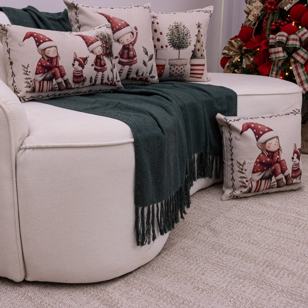 Kit com 4 Capas Almofadas em Linho Natal - Magia dos Duendes