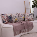 Kit com 4 Capas de Almofadas 43x43 - Linho Borboletas e Flores