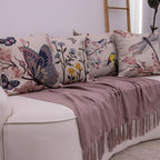 Kit com 4 Capas de Almofadas 43x43 - Linho Borboletas e Flores