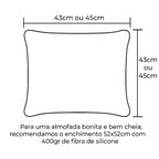 Kit com 4 Capas de Almofadas 43x43 - Linho com Aplicação Bouclé Azul Contemporâneo