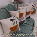 Kit com 4 Capas de Almofadas 43x43 - Linho com Aplicação Bouclé Floral e Geométrico