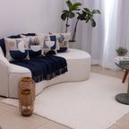 Kit com 4 Capas de Almofadas 43x43 - Linho com Aplicação Bouclé Azul Contemporâneo