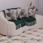 Kit com 4 Capas de Almofadas 43x43 - Linho com Aplicação em Bouclé Geométrico e Costela de Adão