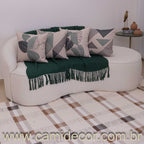 Kit com 4 Capas de Almofadas 43x43 - Linho com Aplicação em Bouclé Geométrico e Costela de Adão