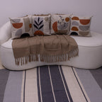 Kit com 4 Capas de Almofadas 43x43 - Linho com Aplicação em Bouclé Kit Natureza Moderna