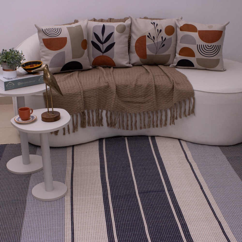 Kit com 4 Capas de Almofadas 43x43 - Linho com Aplicação em Bouclé Kit Natureza Moderna