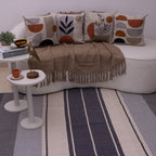 Kit com 4 Capas de Almofadas 43x43 - Linho com Aplicação em Bouclé Kit Natureza Moderna