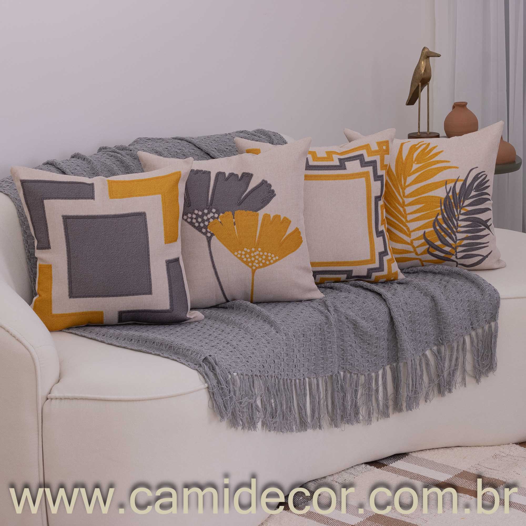 Kit com 4 Capas de Almofadas 43x43 - Linho Geométrico e Floral