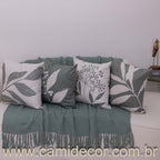 Kit com 4 Capas de Almofadas 45x45 - Suede Folhagens Botânicas