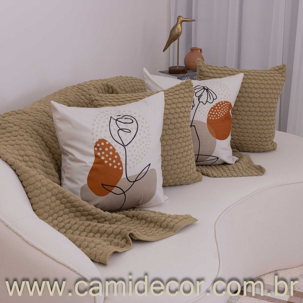 Kit com 4 Capas de Almofadas 45x45 - Suede Vasos Abstratos