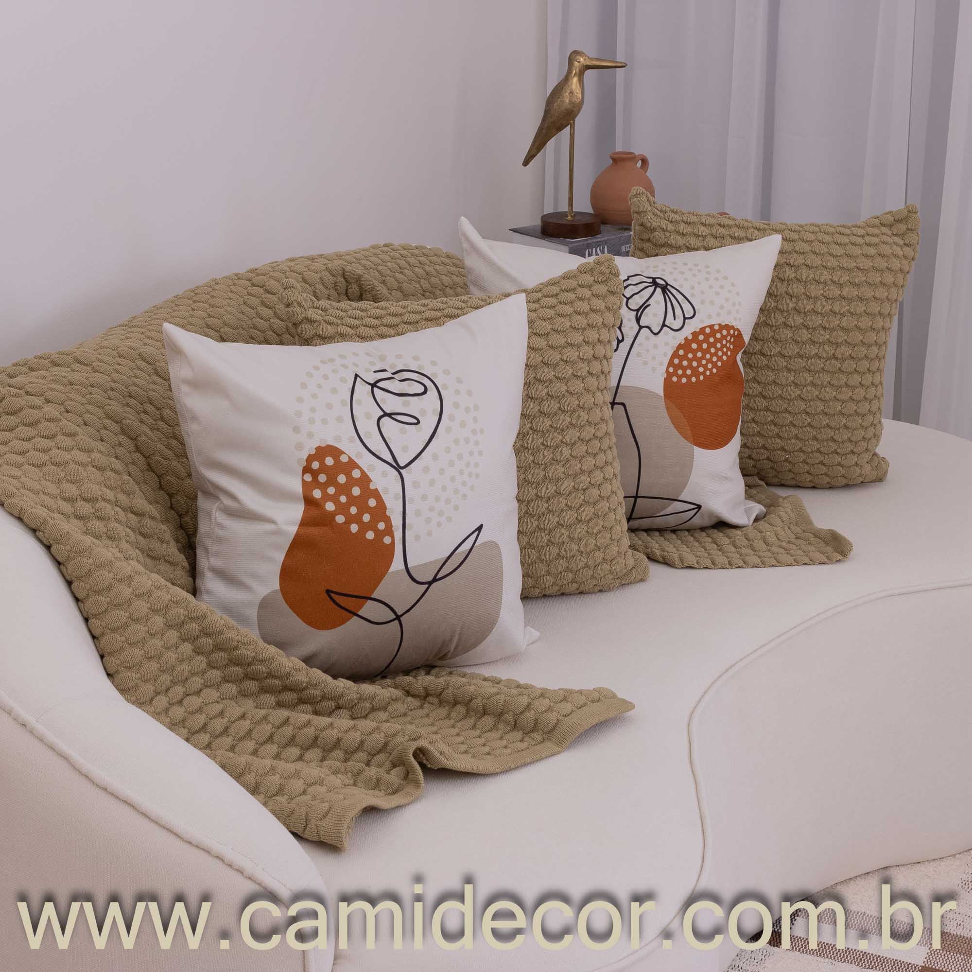 Kit com 4 Capas de Almofadas 45x45 - Suede Vasos Abstratos