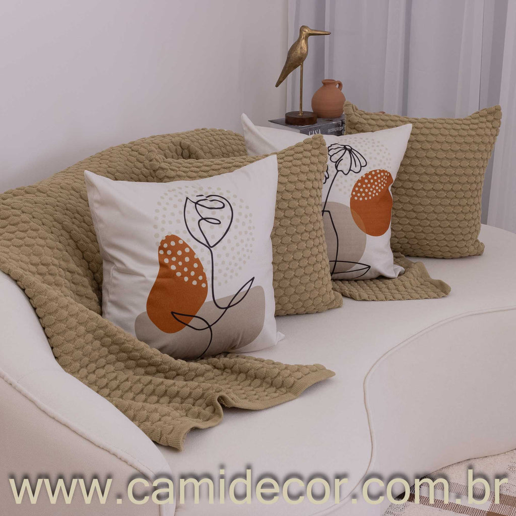 Kit com 4 Capas de Almofadas 45x45 - Suede Vasos Abstratos