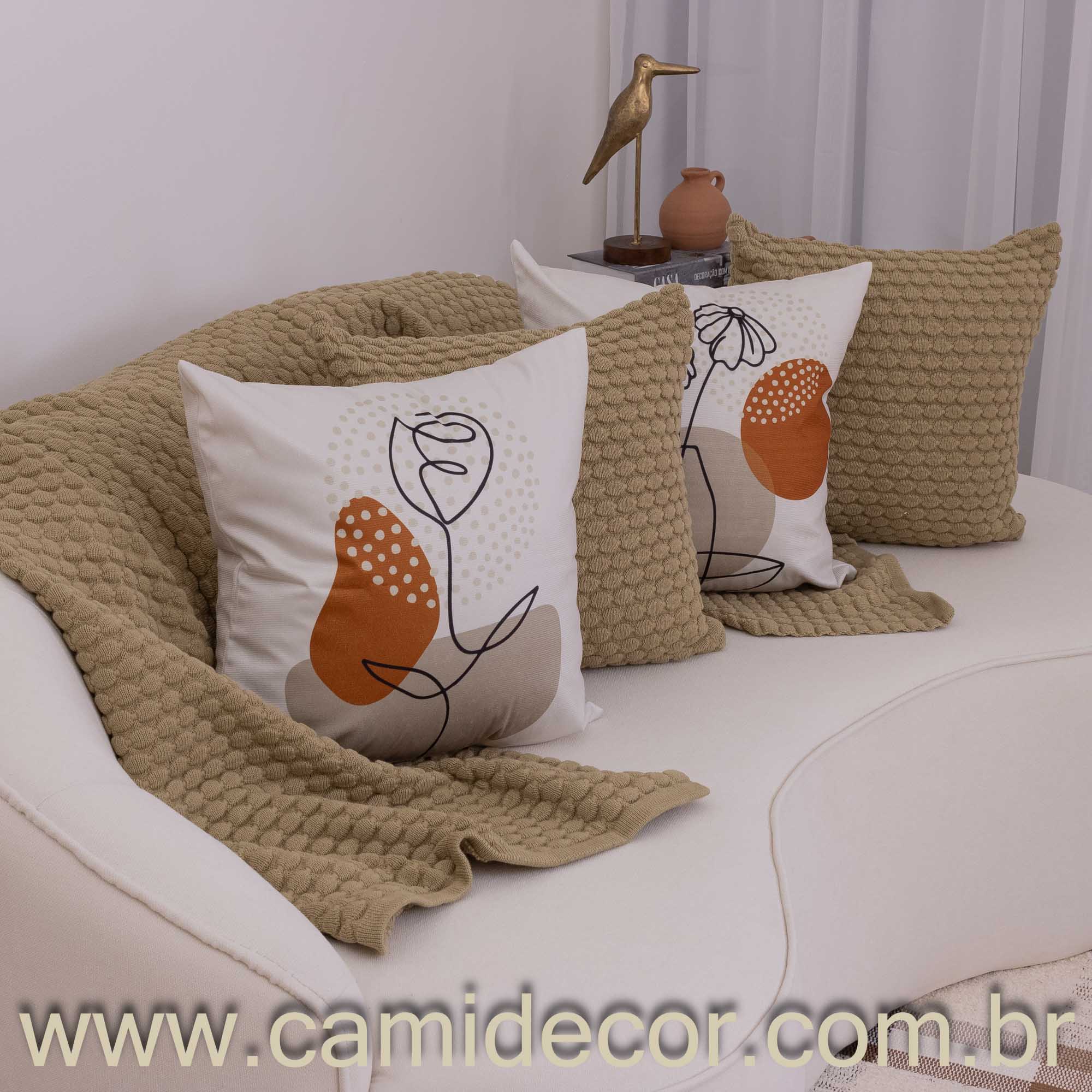 Kit com 4 Capas de Almofadas 45x45 - Suede Vasos Abstratos