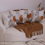 Kit com 4 Capas de Almofadas 45x45 - Suede Vasos Abstratos