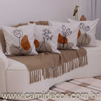 Kit com 4 Capas de Almofadas 45x45 - Suede Vasos Abstratos