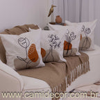 Kit com 4 Capas de Almofadas 45x45 - Suede Vasos Abstratos