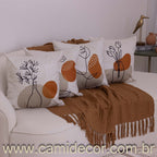 Kit com 4 Capas de Almofadas 45x45 - Suede Vasos Abstratos