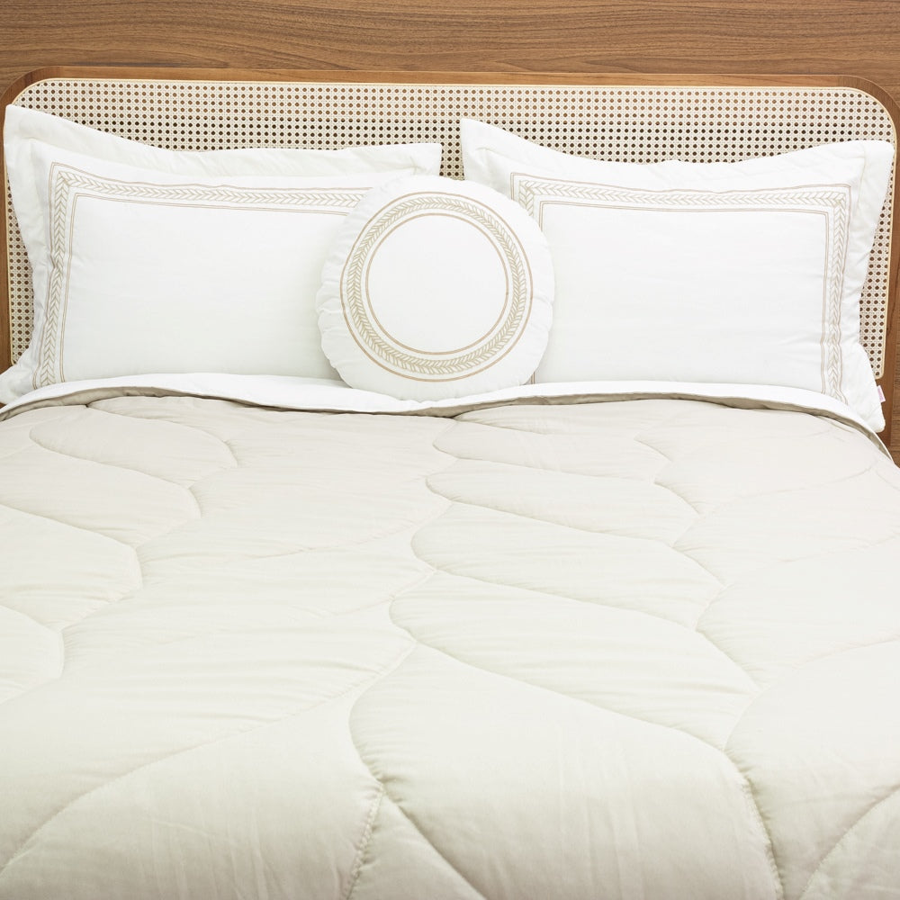 Kit Completo BELLA Cama Posta KING - Bege, 4 Peças Dupla Face (2,60x2,80m)