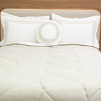 Kit Completo BELLA Cama Posta QUEEN - Bege, 4 Peças Dupla Face (2,40x2,60m)