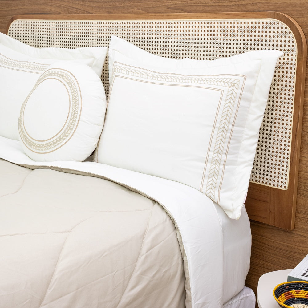 Kit Completo BELLA Cama Posta SUPER KING - Bege, 4 Peças Dupla Face (2,75x3,0m)