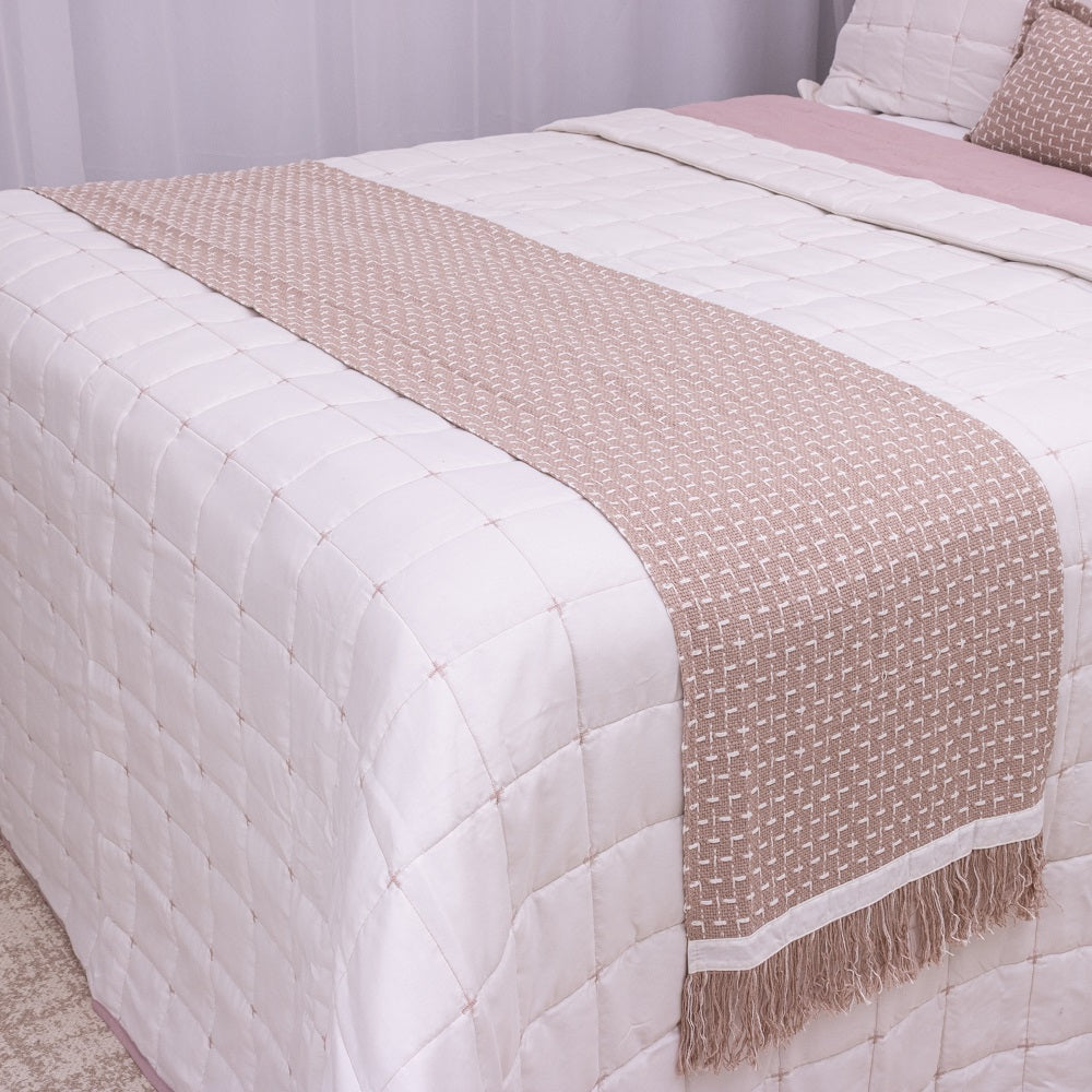 Kit Completo DIARA Cama Posta CASAL - Rosa e Off White, 7 Peças Dupla Face (2,40x2,20m)