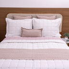 Kit Completo DIARA Cama Posta CASAL - Rosa e Off White, 7 Peças Dupla Face (2,40x2,20m)