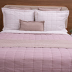 Kit Completo DIARA Cama Posta CASAL - Rosa e Off White, 7 Peças Dupla Face (2,40x2,20m)