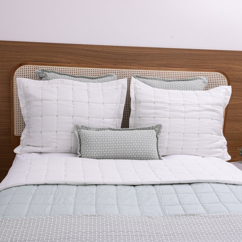 Kit Completo DIARA Cama Posta CASAL - Verde Malva, 7 Peças Dupla Face (2,40x2,20m)