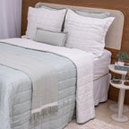 Kit Completo DIARA Cama Posta CASAL - Verde Malva, 7 Peças Dupla Face (2,40x2,20m)