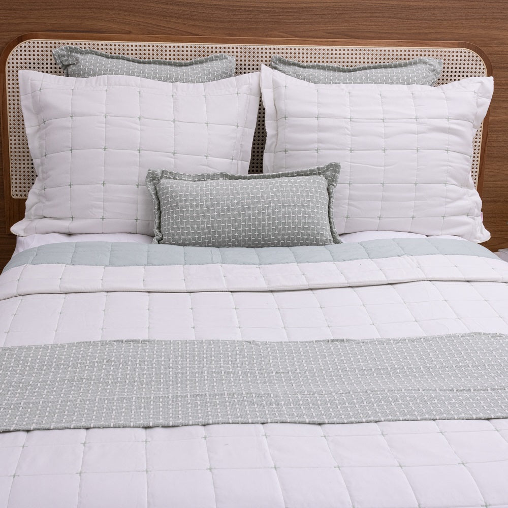 Kit Completo DIARA Cama Posta CASAL - Verde Malva, 7 Peças Dupla Face (2,40x2,20m)