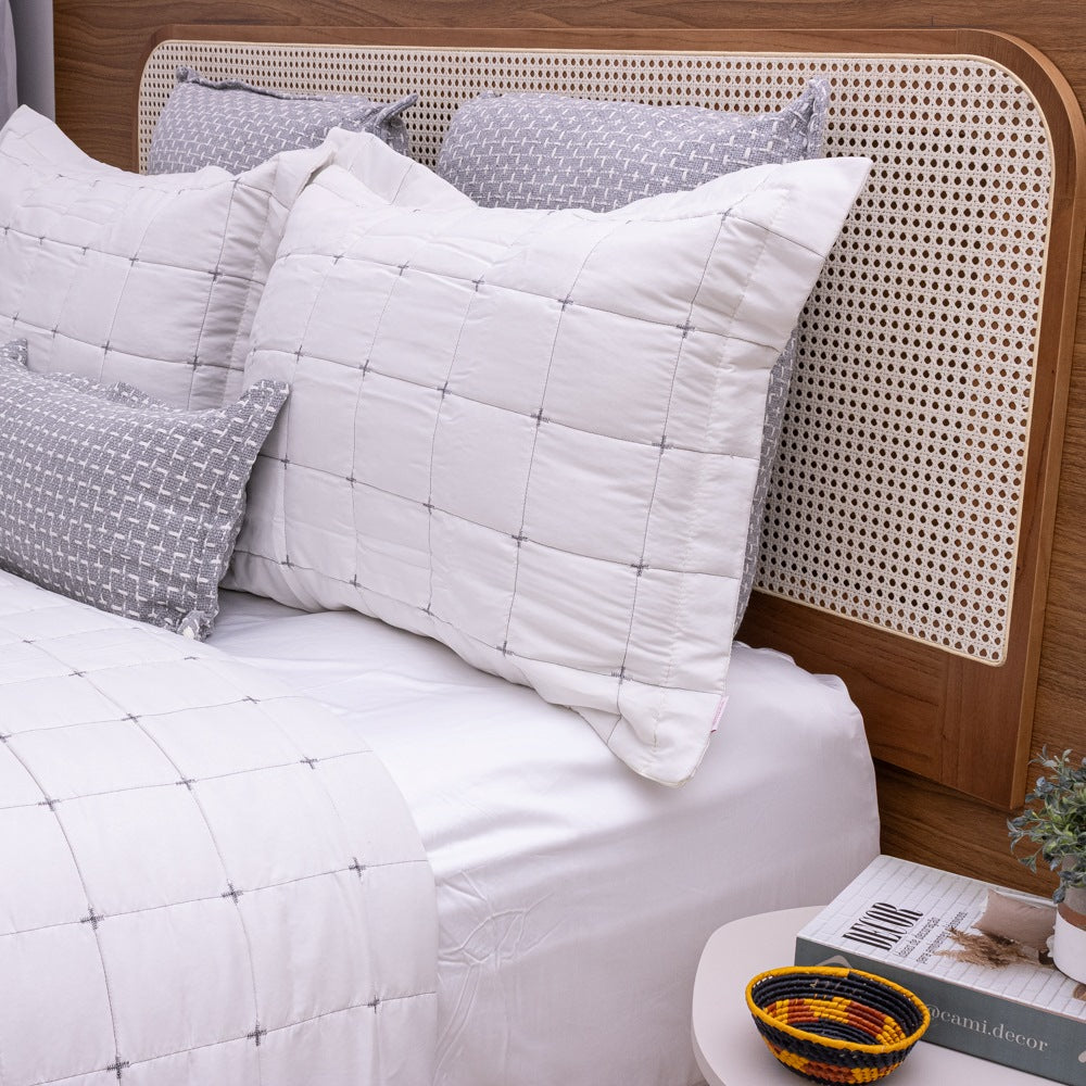 Kit Completo DIARA Cama Posta KING - Cinza, 7 Peças Dupla Face (2,60x2,80m)