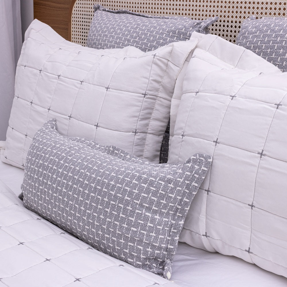 Kit Completo DIARA Cama Posta KING - Cinza, 7 Peças Dupla Face (2,60x2,80m)