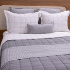 Kit Completo DIARA Cama Posta KING - Cinza, 7 Peças Dupla Face (2,60x2,80m)