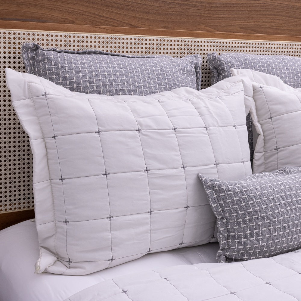 Kit Completo DIARA Cama Posta QUEEN - Cinza, 7 Peças Dupla Face (2,40x2,60m)