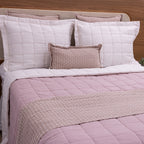 Kit Completo DIARA Cama Posta QUEEN - Rosa e Off White, 7 Peças Dupla Face (2,40x2,60m)
