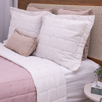 Kit Completo DIARA Cama Posta QUEEN - Rosa e Off White, 7 Peças Dupla Face (2,40x2,60m)