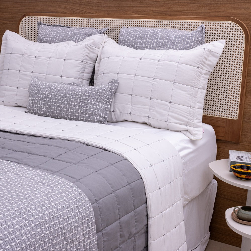 Kit Completo DIARA Cama Posta SUPER KING - Cinza, 7 Peças Dupla Face (2,75x3,0m)