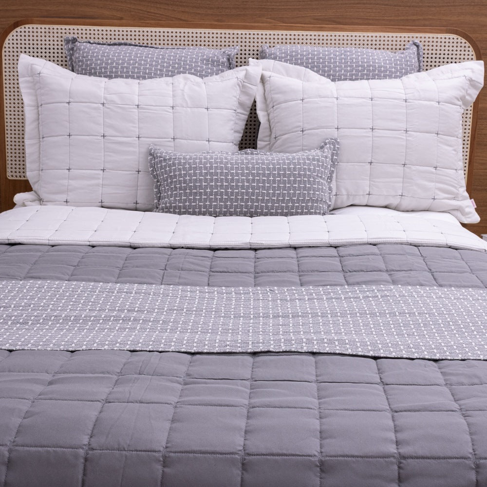 Kit Completo DIARA Cama Posta SUPER KING - Cinza, 7 Peças Dupla Face (2,75x3,0m)