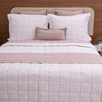Kit Completo DIARA Cama Posta SUPER KING - Rosa e Off White, 7 Peças Dupla Face (2,75x3,0m)