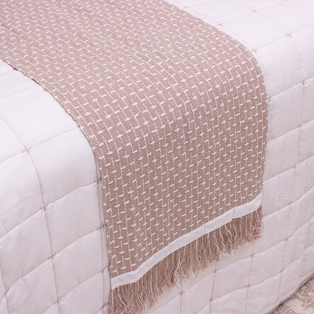 Kit Completo DIARA Cama Posta SUPER KING - Rosa e Off White, 7 Peças Dupla Face (2,75x3,0m)