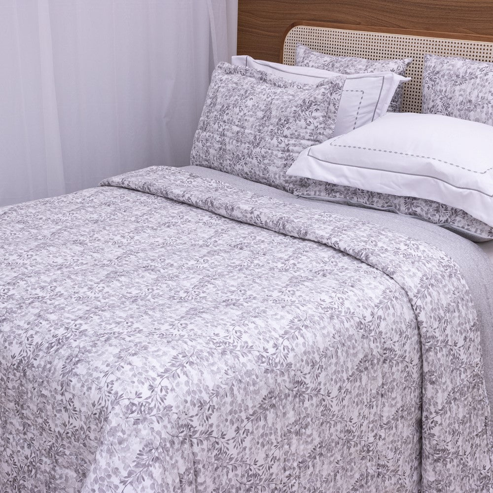 Kit Completo FIORELLA Cama Posta KING - Cinza, 7 Peças Dupla Face (2,60x2,80m)