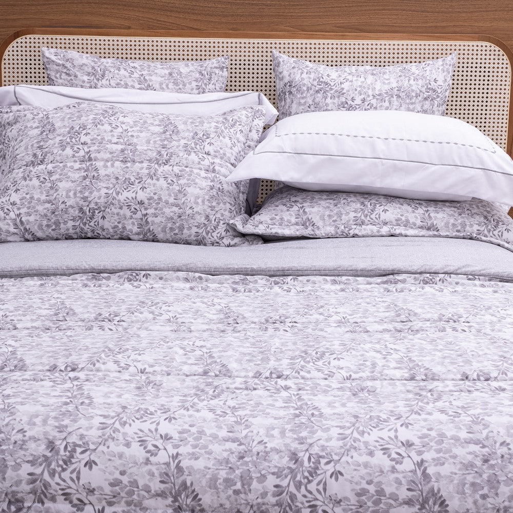 Kit Completo FIORELLA Cama Posta KING - Cinza, 7 Peças Dupla Face (2,60x2,80m)